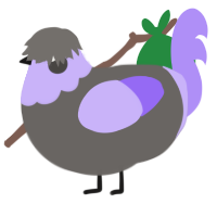 Ophelia, a grey and lilac chicken with a head pattern