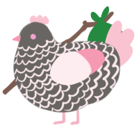 A grey and rose chicken with a lace pattern