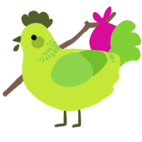 A lime and grass chicken with a neck-band pattern