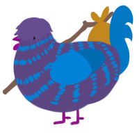 A overcast and sapphire chicken with a bar pattern