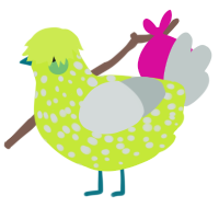 A lime and silver chicken with a speckle pattern