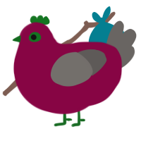A maroon and grey chicken