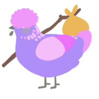 A lilac and lavender chicken with a neck-speckle pattern
