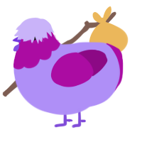 Ube Blueberry, a lilac and plum chicken with a head pattern