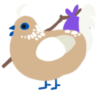 A beige and white chicken with a neck-speckle pattern