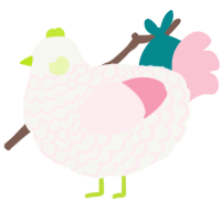 A white and rose chicken with a lace pattern