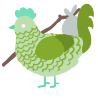 A gluppy and chartreuse chicken with a lace pattern