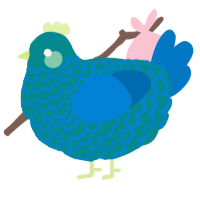 A teal and sapphire chicken with a lace pattern