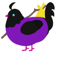 A violet and black chicken with a head pattern