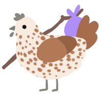 A cream and brown chicken with a speckle pattern