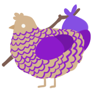 A beige and violet chicken with a lace pattern