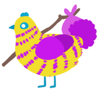 A yellow and amethyst chicken with a bar pattern