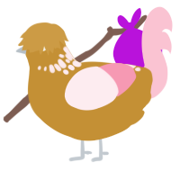 A gold and rose chicken with a neck-speckle pattern