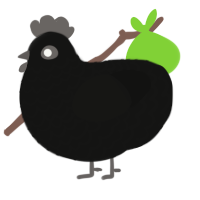 A black chicken with a lace pattern