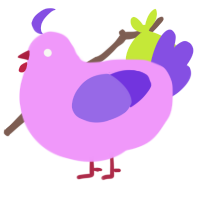 A lavender and blurple chicken