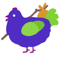 A indigo and grass chicken