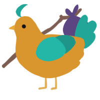 A orange and turquoise chicken