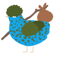 A sky and olive chicken with a speckle pattern