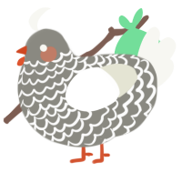 A ash and white chicken with a lace pattern