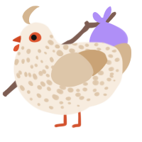A cream and beige chicken with a speckle pattern