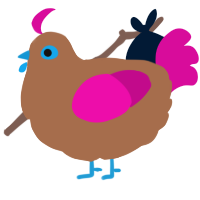 A brown and fuchsia chicken