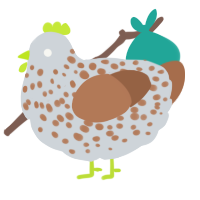 A mist and brown chicken with a speckle pattern