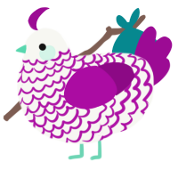 A white and plum chicken with a lace pattern