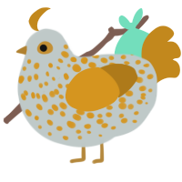 A silver and ochre chicken with a speckle pattern