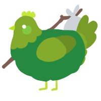 A viridian and chartreuse chicken with a head pattern