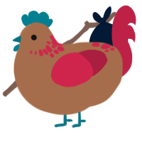 A brown and crimson chicken with a neck-speckle pattern
