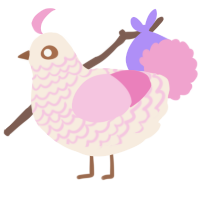 A cream and pink chicken with a lace pattern