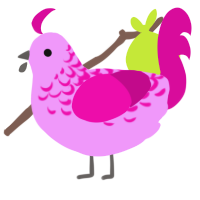 A lavender and fuchsia chicken with a half-lace pattern