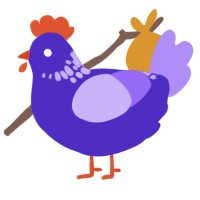 A indigo and lilac chicken with a neck-speckle pattern