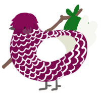 A wine and white chicken with a lace pattern