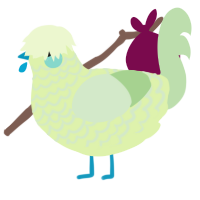 A apple and gluppy chicken with a lace pattern