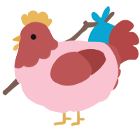 A rose and red chicken with a head pattern