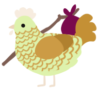 A apple and gold chicken with a lace pattern
