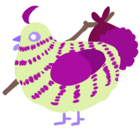A apple and plum chicken with a bar pattern