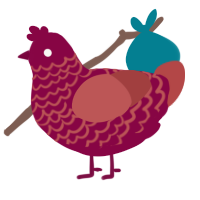 A maroon and red chicken with a lace pattern