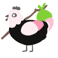 A black and rose chicken with a head pattern