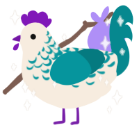 A cream and teal chicken with a half-lace pattern
