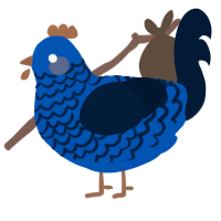 A ultramarine and tumblr chicken with a lace pattern