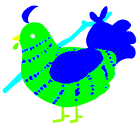 Error Code, a orchid and beige chicken with a bar pattern