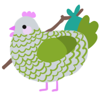 A mist and chartreuse chicken with a lace pattern