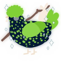 A tumblr and grass chicken with a speckle pattern