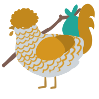 A mist and ochre chicken with a lace pattern