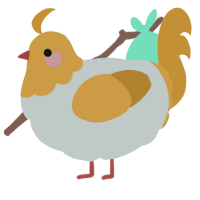 A silver and gold chicken with a head pattern