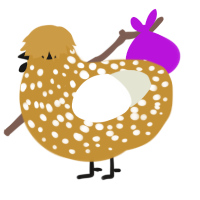 PB Cookie, a gold and white chicken with a speckle pattern