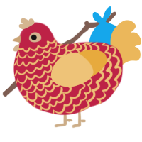 A crimson and honey chicken with a lace pattern
