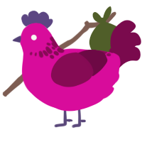 (unnamed), a fuchsia and wine chicken with a neck-speckle pattern